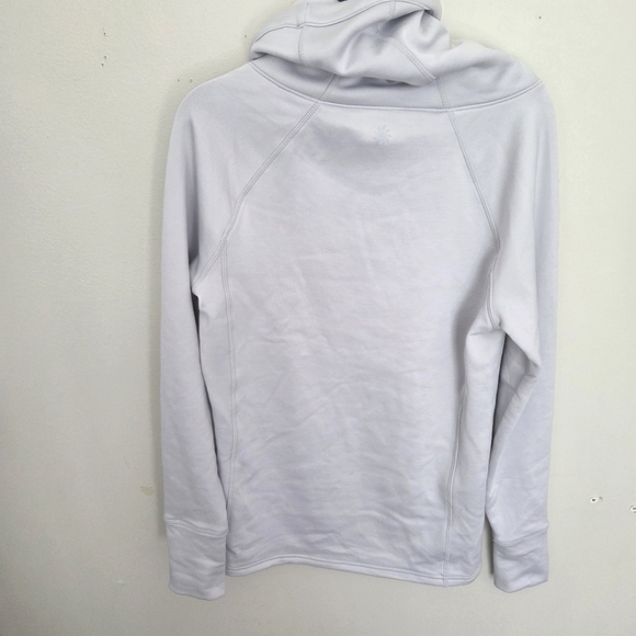 Athleta XXS Cinch Popover Cowl Neck Sweatshirt | Light Gray | Thumbholes - Picture 2 of 8
